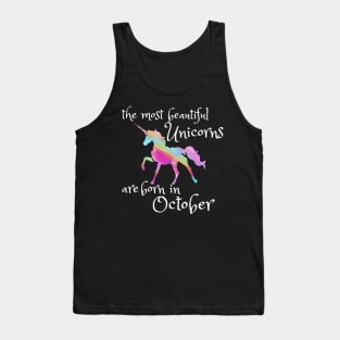 Beautiful Unicorn Birthday Shirt October Unicorn Tank Top